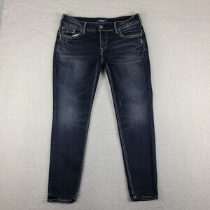 Silver Jeans Womens 33x29 Blue Suki Skinny Dark Wash Denim